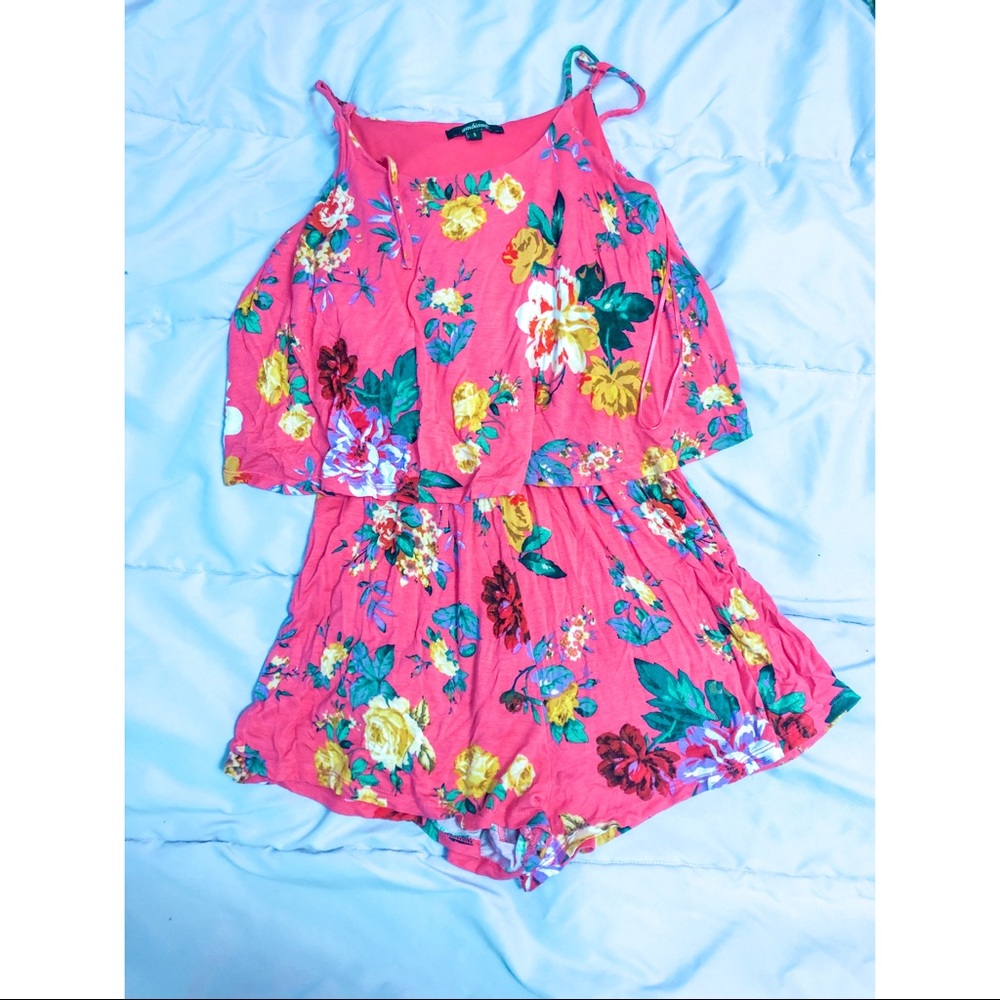 Pink floral Charlotte Russe romper